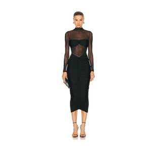 SER.O.YA Black Midi Dress with Elegant Silhouette